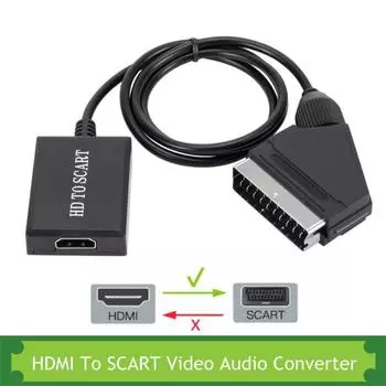 Hd 1080p HDMI-совместимый вход для Scart видеовыхода адаптер аудиоконвертера, совместимый с Crt чёрный