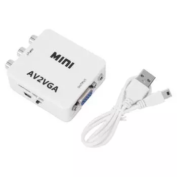 HD 1080P Мини Видео Конвертер AV в VGA Компьютер-ТВ Видео Адаптер с Кабелем Данных