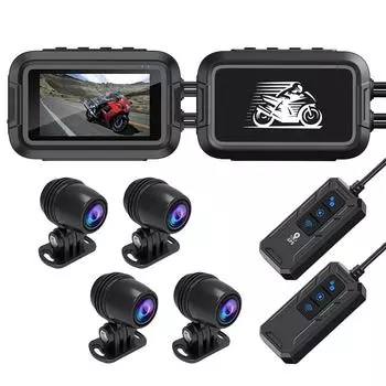 HD 1080P Motorbike Video Camera Parking Monitor Front Rear View Dual Lens Dash Cam Loop Recording 150 Degree View Angle WiFi GPS