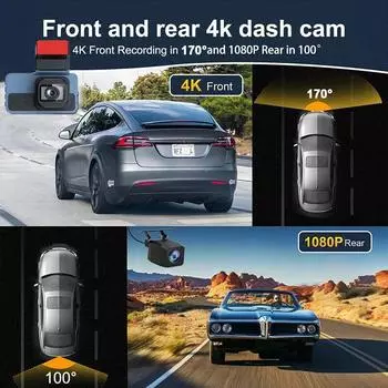 HD 4K Скрытая автомобильная камера видеорегистратора с двумя объективами спереди и сзади, ночное видение, автоматический видеорегистратор, циклический видеорегистратор, аксессуары для автомобиля none