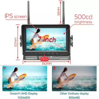 HD 7 дюймов AHD беспроводной двойной антенны 4 канала автомобильный видеорегистратор монитор 720P автомобильный обратный резервный рекордер Wifi камера для автобуса грузовика