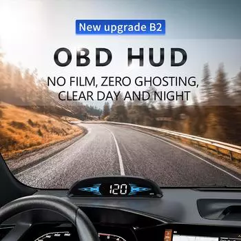 HD B2 G2 Auto HUD OBD2 GPS-дисплей Цифровой автомобильный спидометр Умный многофункциональный экран-проектор Температура воды RPM Охранная сигнализация
