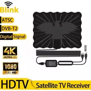 HD цифровая телевизионная антенна маленькая для использования в помещении и на открытом воздухе, поддержка Smart 4K 1080P и всех старых телевизоров HDTV телевидение для бесплатных местных каналов чёрный