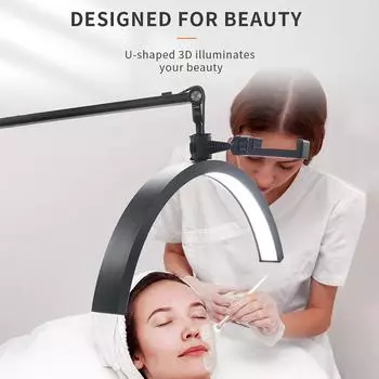 HD-M40X 36W Напольный светодиодный светильник для видеосъемки в форме полумесяца, заполняющий светильник 3000K-6000K с регулируемой яркостью и телескопической функцией US Plug чёрный