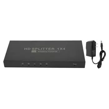 HD Multimedia Interface 2.0 Splitter 4K 60Hz 1 in 4 Out 18Gbps HDCP2.2 RGB444 Duplicate Mirror US Plug