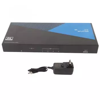 HD Multimedia Interface Splitter 1 in 4 Out 8K 60Hz 40Gbps Sound Video Distributor with Optical US Plug