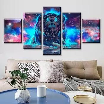 HD печать 5 шт. животное холст искусство плакат Лев мультфильм картины на холсте современное настенное искусство для украшения дома Декор без рамки 20x35cm*2 20x45cm*2 20x55cm*1