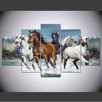 Hd печать холст картина 5 шт. животное лошадь палка на стену для гостиной украшение дома модульная рамка для картин 20x35cm*2 20x45cm*2 20x55cm*1