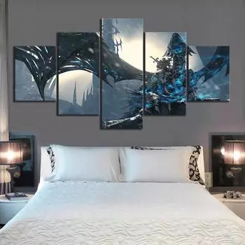 HD печать настенные художественные фотографии холст постеры домашний декор 5 панель игра Warcraft живопись печатная фотография с рамкой 20x35cm*2 20x45cm*2 20x55cm*1