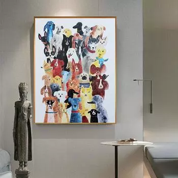 HD печать живопись собака домашний декор кошка холст плакат модульные изображения животных мультфильм современный скандинавский для гостиной настенное искусство 21*30cm
