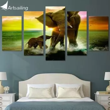 HD печатная картина для семьи слонов, холст, печать, декор для комнаты, печать, плакат, картина на холсте 20x35cm*2 20x45cm*2 20x55cm*1