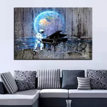 HD Печатное свадебное украшение, картина, 1 панель, космический пилот, современное пианино для гостиной, холст высокого качества 21*30cm
