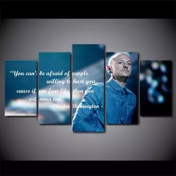 HD печатные 5 шт. холст книги по искусству Честер Беннингтон картина в рамке модульные настенные картины для гостиной 20x35cm*2 20x45cm*2 20x55cm*1