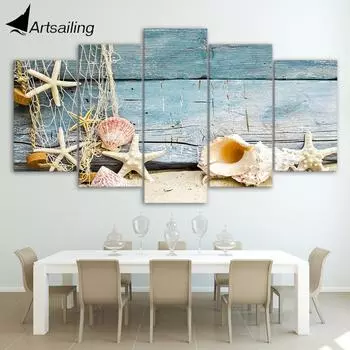HD печатные ракушки морские звезды пляжная живопись на холсте украшение комнаты печать плакат картина холст 20x35cm*2 20x45cm*2 20x55cm*1