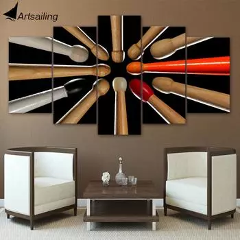 HD Печатный 5 шт. Холст Арт Барабан Музыкальный Инструмент Живопись Настенные Панно для Гостиной 20x35cm*2 20x45cm*2 20x55cm*1
