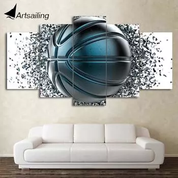 HD Печатный 5 шт. Холст Искусство Баскетбол Распад Картина Настенные Панно для Гостиной Современный 20x35cm*2 20x45cm*2 20x55cm*1