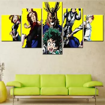 HD Печатный 5 шт. Холст Мой Герой Академии Холст Картины Япония Аниме Настенная Картина для Гостиной Домашний Декор Интерьер Плакаты 20X35 20X45 20X55cm