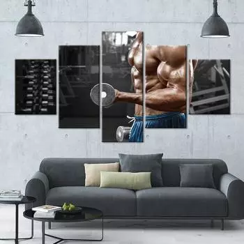 HD печатный мускулистый мужчина тренируется в тренажерном зале, холст, картина для украшения дома, модульная настенная картина для гостиной, настенное искусство 20x35cm*2 20x45cm*2 20x55cm*1