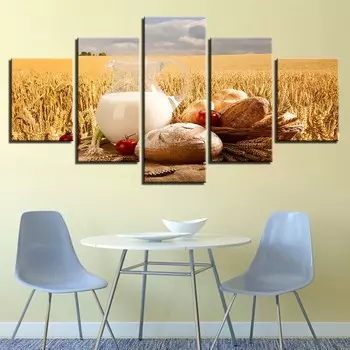 HD современные настенные художественные постеры фотографии украшения дома 5 панелей соломенный молочный хлеб гостиная печатная картина на холсте 20x35cm*2 20x45cm*2 20x55cm*1