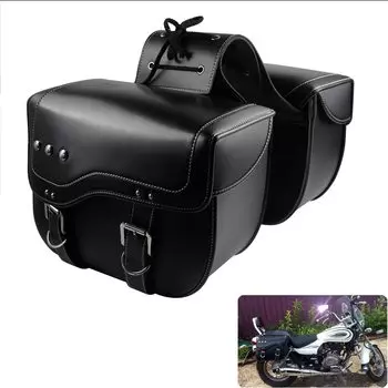 HDBUBALUS Мотоциклетная боковая сумка-мешок для инструментов Водонепроницаемая ПУ для Harley Kawasaki Yamaha Suzuki (Черный)