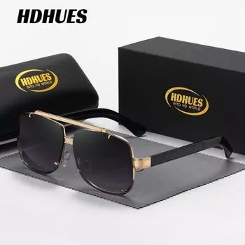 HdHues Модные солнцезащитные очки унисекс в металлической оправе для езды на открытом воздухе и велоспорта, поляризационные солнцезащитные очки, UV400. чёрный