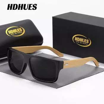 HdHues Унисекс Бамбуковые Ножки Винтажные Деревянные Бамбуковые Ноги Очки Уличные Солнцезащитные Козырьки, UV400 серый