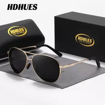 HdHues унисекс металлические поляризованные солнцезащитные очки модные унисекс уличные дорожные очки для вождения с УФ-защитой, UV400 чёрный