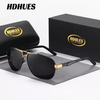 HdHues унисекс, металлические поляризационные унисекс, модная оправа из алюминиевого сплава магния, уличные солнцезащитные очки для путешествий, рыбалки, UV400V400 чёрный/серебряный