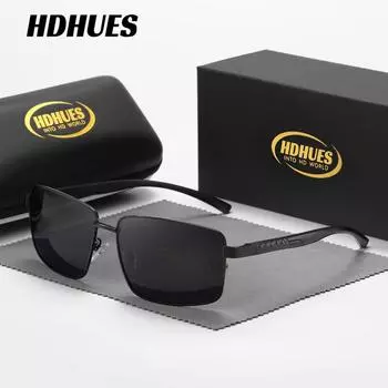 HdHues Унисекс Металлические поляризованные солнцезащитные очки для путешествий на открытом воздухе Солнцезащитные очки для вождения UV400 чёрный