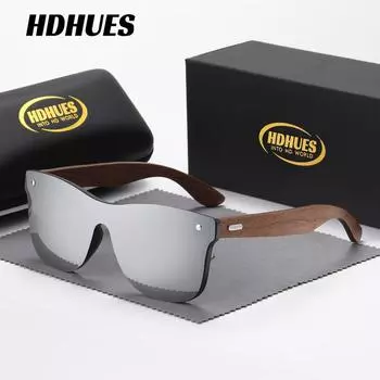 HdHues Унисекс Очки из бамбукового дерева Поляризованные солнцезащитные очки премиум-класса из дерева Dazzle, UV400 серебряный