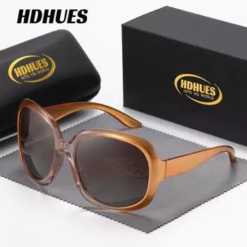 HdHues Женские и мужские большие овальные солнцезащитные очки в поляризованной оправе из смолы, очки коричневый