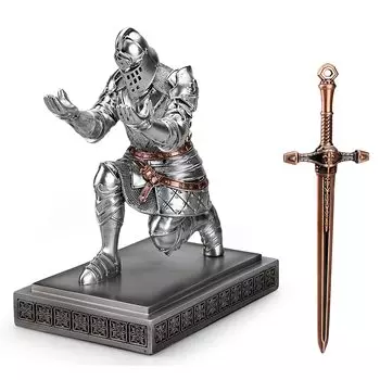 HDMbigmi Kingsguard Knight держатель для ручек подставка для ручек настольный органайзер и аксессуары смоляной держатель для карандашей подарок с металлическим мечом открывалка для писем для офиса или серебряный