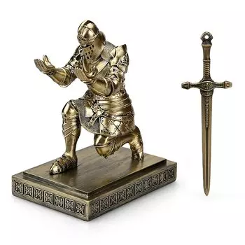HDMbigmi Kingsguard Knight держатель для ручек подставка для ручек настольный органайзер и аксессуары держатель для карандашей из смолы с металлическим мечом открывалка для писем для офиса и дома бронзовый