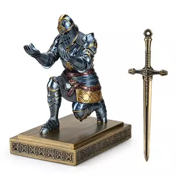 HDMbigmi Kingsguard Knight держатель для ручек подставка для ручек настольный органайзер и аксессуары держатель для карандашей из смолы с металлическим мечом открывалка для писем для офиса и дома синий