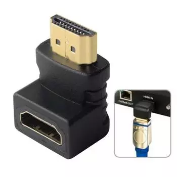 Адаптер HDMI 19Pin Male на HDMI 19Pin Female под углом 90 градусов (Позолоченный)(черный) чёрный