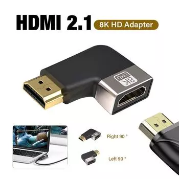 HDMI адаптер 90 градусов прямой угол HDTV 2.1 8K@60 Гц мужчина к женскому кабелю конвертер HDMI удлинитель разъем для ноутбука Prjecto