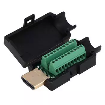 Hdmi Male 19P Plug Breakout Terminals Solderless Connector With Cover