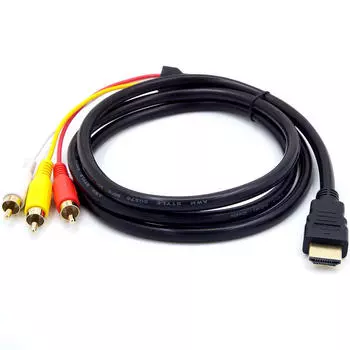 HDMI-папа на 3RCA AV композитный разъем M/M-разъем Кабель-адаптер Шнур-передатчик One size чёрный