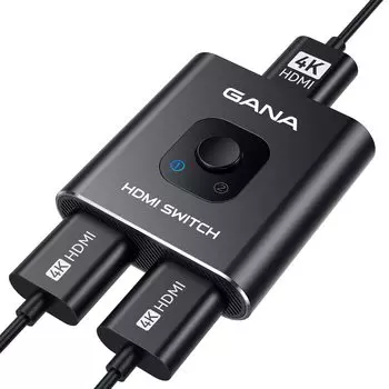 HDMI-переключатель HDMI GANA Двунаправленный HDMI-селектор Алюминий 1 вход 2 входа 1 выход Руководство HDMI-переключатель Компактный Совместимость с Xbox DVD-плеер