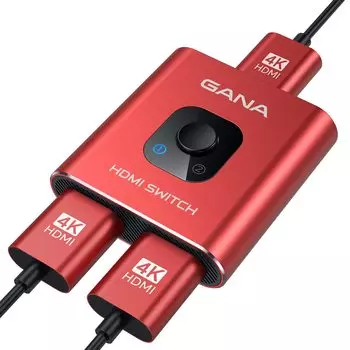 HDMI-переключатель HDMI GANA Двунаправленный селектор HDMI 1 вход 2 входа 1 выход Руководство HDMI-переключатель Совместимость с Xbox DVD-плеер Fire Stick [4k@60hz]