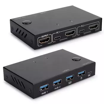 HDMI-разветвитель-переключатель, компьютерные аксессуары, 4K, 2-в-1-выход USB, черный для мыши чёрный