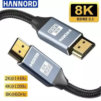HDMI-совместимый кабель 2.1, разветвитель 8K при 60 Гц, HDMI-совместимый удлинительный кабель, HDR для PS5, аудио-видео кабель, HDMI-совместимый переключатель 4K HDMI 2.0 Grey(1m)