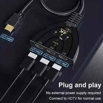 HDMI-совместимый коммутатор KVM-сплиттер 4K 2K 3D 3 входа 1 выход Mini 3 порта видеокоммутатор концентратор 1080P для DVD HDTV Xbox PS3 PS4 чёрный
