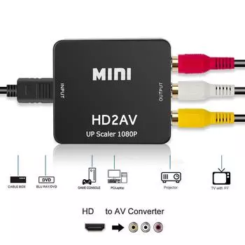 HDMI-совместимый конвертер RCA AV CV SB LR Video Box HD 1080P 1920*1080 60 Гц 2 AV Поддержка TV NTSC PAL Выход на AV HDTV To AV Adapter чёрный