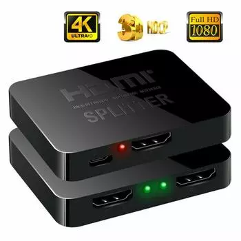 HDMI-совместимый разветвитель 1 в 2 выхода 4k HDMI-совместимый разветвитель Full Hd 1080p 3D-адаптер усилителя чёрный