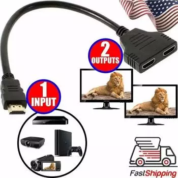 HDMI совместимый сплиттерный кабель видеопереключатель адаптер выходной концентратор X Box PS3 4 DVD HDTV ПК ноутбук телевизор HD 1080p 1 вход 2 0.3m чёрный
