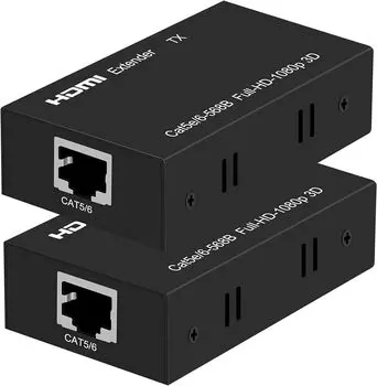 HDMI-удлинитель EX60H 60M HDMI RJ45-удлинитель-конвертер, удлинитель для проводной локальной сети, удлинитель HDMI Over Ethernet CAT6 CAT7 1080P 60 Гц, совместимый с 3D-эффектом ПК