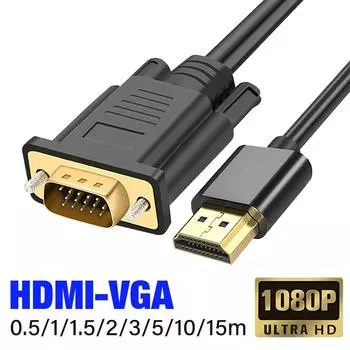 HDMI вход в VGA выход преобразователь позолоченный штекер адаптер кабель 1080P для ПК ноутбук PS4 PS5 Xbox Switch TV Box длинный видео шнур 0.5m