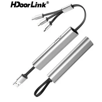 HdooLink 3 в 1 USB-кабель для зарядки 2,4 А Кабель для быстрой зарядки Кабель USB-Micro USB/Type-C/Lightning Выдвижной кабель для зарядного устройства чёрный