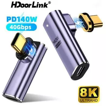 HdooLink PD140W USB 4.0 Магнитный адаптер для зарядки 40 Гбит/с Type-C Адаптер для быстрой зарядки 8K @ 120 Гц HD-видеоконвертер для телефона-ноутбука